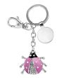 Porte-Clé Coccinelle Strass avec Jeton Caddie rose - zoom