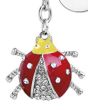 Porte-Clé Coccinelle Strass avec Jeton Caddie rouge et jaune - zoom