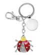 Porte-Clé Coccinelle Strass avec Jeton Caddie rouge et jaune
