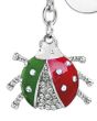 Porte-Clé Coccinelle Strass avec Jeton Caddie vert blanc rouge - zoom