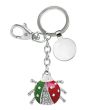 Porte-Clé Coccinelle Strass avec Jeton Caddie vert blanc rouge
