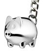 Porte-clés cochon métal brillant gris - zoom