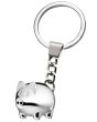 Porte-clés cochon métal brillant gris
