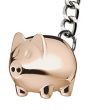 Porte-clés cochon métal brillant rose - zoom