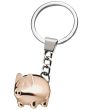 Porte-clés cochon métal brillant rose