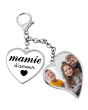 Porte clé photo double coeur - fête mamie