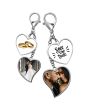 Porte clé photo double coeur saint-valentin