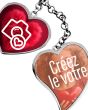 Porte clé photo double coeur - votre image