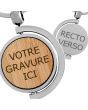 Porte-clé rotatif gravé métal et bambou - recto verso