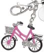 Porte-Cle vélo strass avec Jeton Caddie rose - zoom