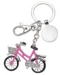 Porte-Cle vélo strass avec Jeton Caddie rose