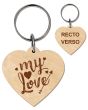 porte-cles coeur bois gravé