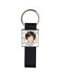 porte clés cuir metal carré off