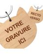 Porte clés bois gravé chat - on