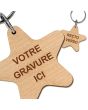 porte-clés gravé bois étoile - off