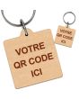Porte clés bois gravé QR Code