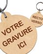 porte-cles grave bois rond 50mm - recto-verso