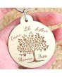 porte-clés grave bois rond saint valentin 50mm arbre de vie