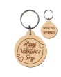 porte-clés grave bois rond saint valentin 50mm