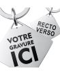 Porte-clés gravé carré argent brillant - on