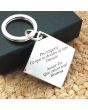Porte-clés gravé carré argent brillant - personnalisation texte