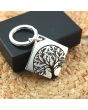 Porte-clés gravé carré argent brillant - arbre de vie