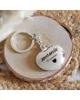 Porte-clés gravé coeur argent personnalisé mamie