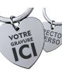 Porte-clés gravé coeur brillant - on