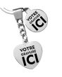 Porte-clés gravé coeur et breloque - on