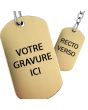 Porte-clés gravé plaque militaire or - off