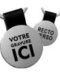 Porte-clés gravé rond cuir noir - off