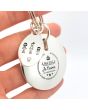 Porte-clés gravé rond plaqué argent avec médaillon - personnalisé à ma fille