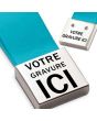 Porte-clés gravé Simili cuir et métal carré bleu - on