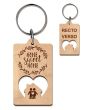 Porte clés maison coeur gravé bois 