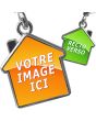 Porte clés métal maison personnalisé double face - on