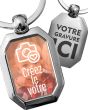 porte-clés métal  photo cadre octogone - votre image
