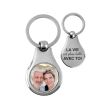 Porte-clés métal photo médaillon couple