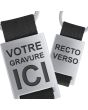 Porte clés métal tissu gravé double face noir - recto verso
