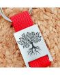 Porte clés métal tissu gravé double face rouge - personnalisé arbre de vie