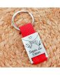 Porte clés métal tissu gravé double face rouge - personnalisé sœur de cœur