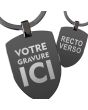 Porte-clés personnalisé acier écusson noir- off