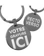Porte-clés personnalisé acier rond noir - off