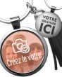 Porte-clés photo bijou pompon - votre image