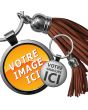 Porte-clés photo bijou pompon marron - off