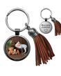 Porte-clés photo bijou pompon marron - off