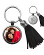 Porte-clés photo bijou pompon noir - off
