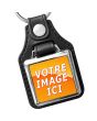 Porte clés photo carré métal et cuir 25x25 - on
