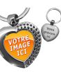 porte clés photo coeur effet diamants - on