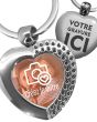 porte clé photo coeur effet diamants - votre personnalisation