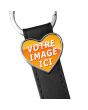 porte clés photo cuir et coeur métal - off